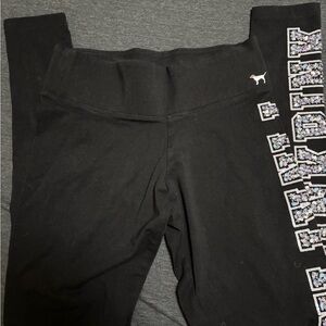 Victoria Secret Pink Yoga Black Leggings with Sequin Logo
